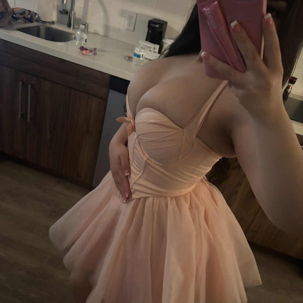 Chic Blush Halter Mini Dress - Picture 4 of 4